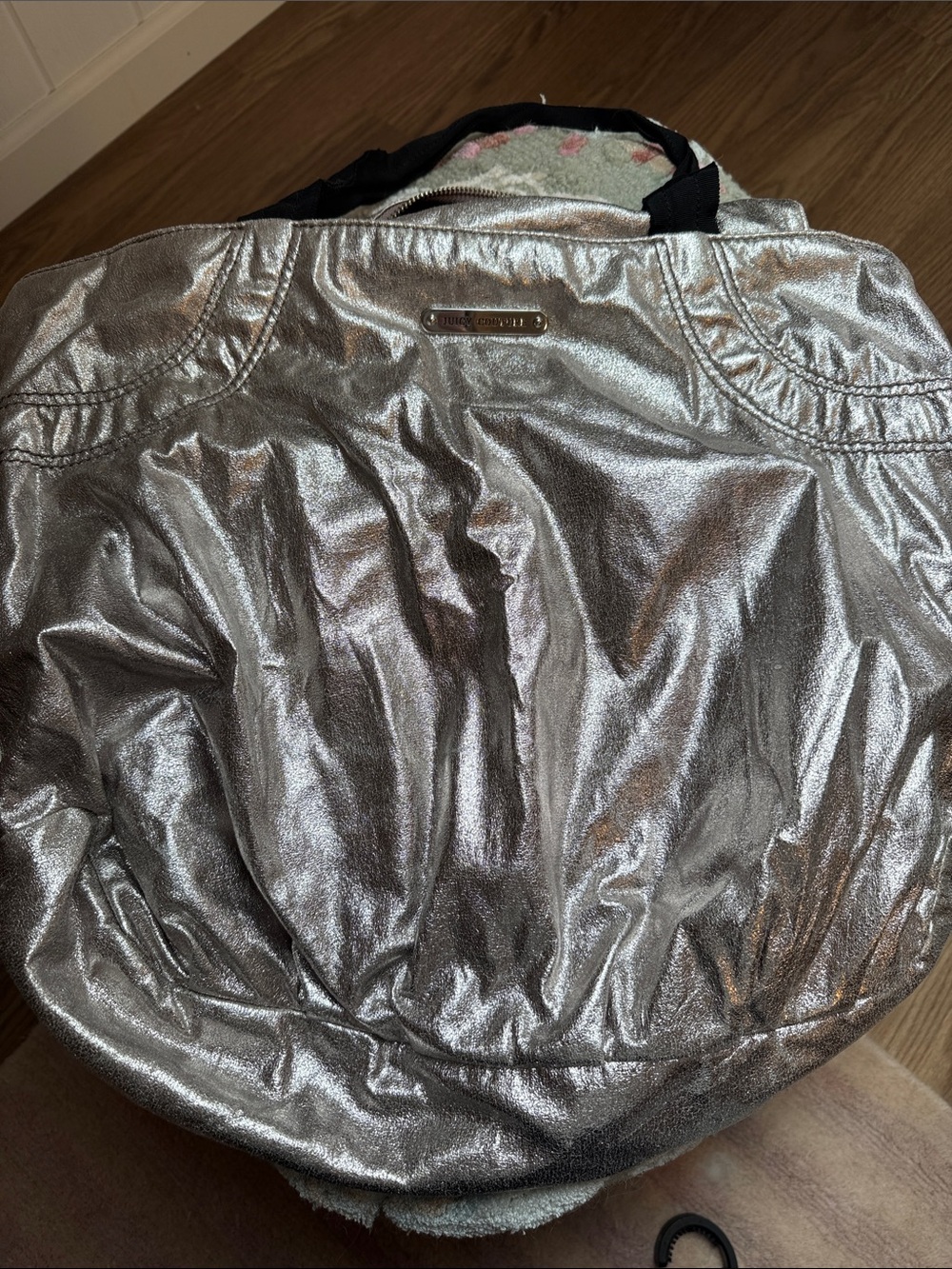 Juicy Couture Silver Metallic Tote Bag